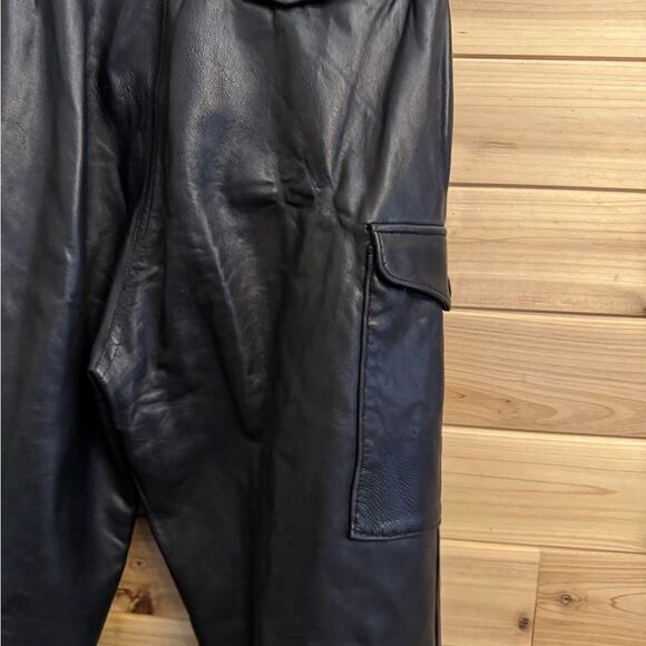 Vintage Merona Sport Sz Medium High Rise Black Leather Cargo Straight Leg Pants - Picture 11 of 14